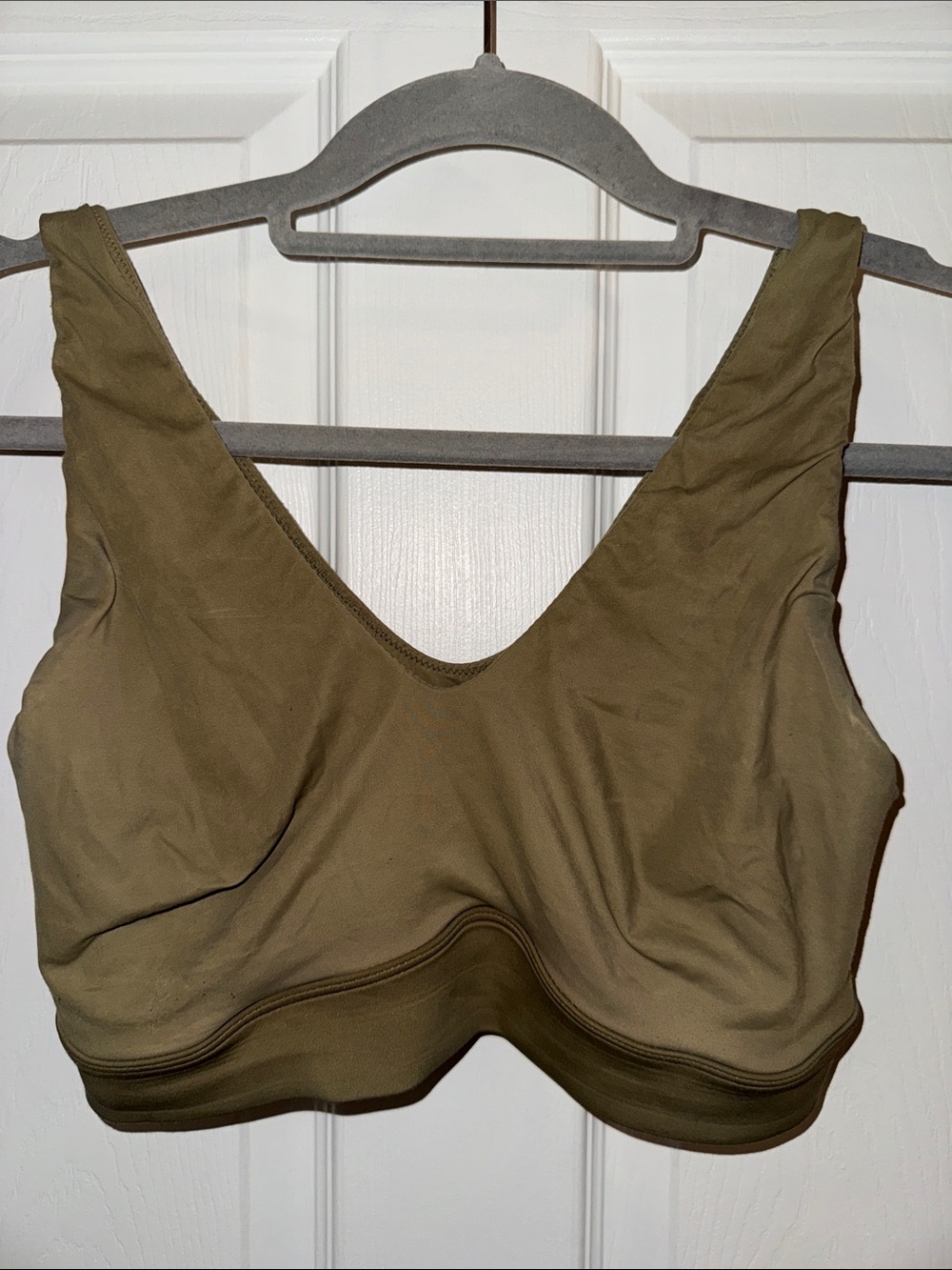 Wireless Scoop-Back Comfort Bra in Olive Green